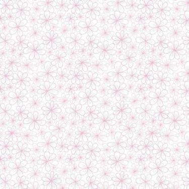 Imagem de Papel De Parede Floral Rosa Fundo Branco Adesivo Sala Quarto