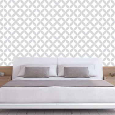 Imagem de Papel De Parede Geométrico Cinza E Branco Autocolante Sala