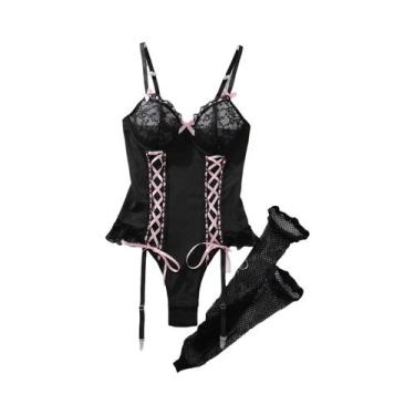 Imagem de Conjunto De Lingerie Feminina Com Renda E Sutiã Com Aro, Calcinha E Ta