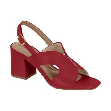 Imagem de Sandália Beira Rio Feminina Salto Grosso Tira Cruzada, Cherry, 37