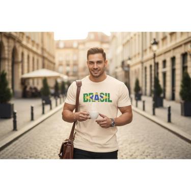 Imagem de Camiseta Casual Masculina Estampada Brasil Copa 2026 Malha Algodão do P ao G1-Masculino