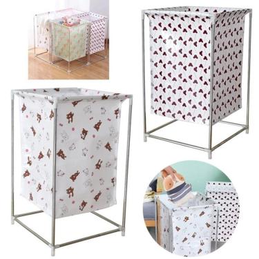 Imagem de Cesto Roupa Suja Lavanderia Inox Desmontavel Portatil Quarto Organizador Brinquedos