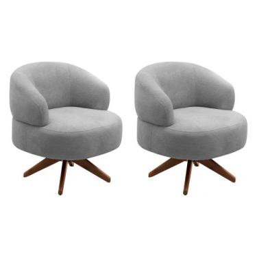 Imagem de Kit 02 Poltronas Decorativas Orgânicas Living Have Base Giratória Bouc