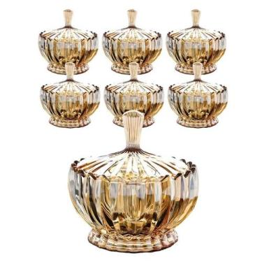 Imagem de Kit 6 Bomboniere Potiche De Vidro Tampa Bala 240ml Ambar - CLICK HOUSE