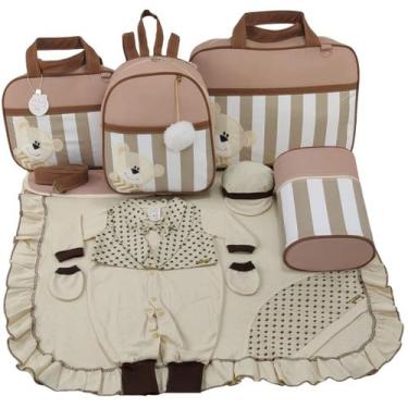 Imagem de Kit bolsa maternidade 5 peças urso luxo nude + saida maternidade menin