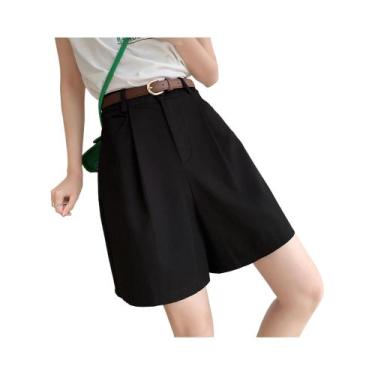 Imagem de Shorts Cargo Femininos De Cintura Alta Em Algodão E Linho Para O Verão