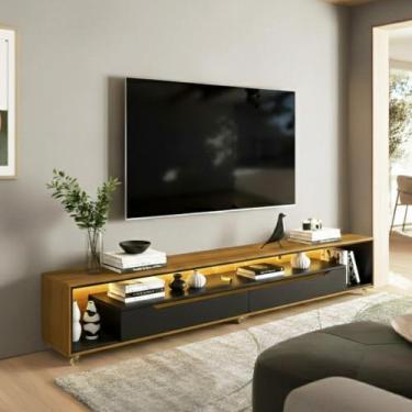 Imagem de Rack para Sala com Led e Rodízios P/Tv 70 Polegadas 220cm Loop - Oliva