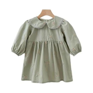 Imagem de Vestido De Festa De Algodão Para Meninas, Manga Longa, Estampado, Tama