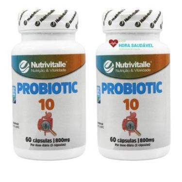 Imagem de Kit 2 X Probiótic 10 Nutrivitalle Probióticos Intestinal 800mg 60 Caps-Unissex