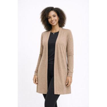 Imagem de Cardigan (Kimono) Visco Slim Melange Cor:BegeTamanho:G - Flor de Paula