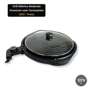 Imagem de Grill Churrasqueira Elétrico Redondo Antiaderente Premium 40cm 1200W c