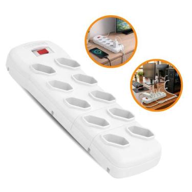 Imagem de Filtro De Linha 10 Tomadas Extensão Bivolt 1,20m Régua C/ Proteção Sob