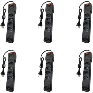 Imagem de 6 Peças Extensão Filtro Linha 5 Tomadas Multicraft Bivolt