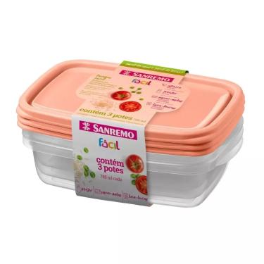 Imagem de Conjunto de Potes Plásticos 785ml 3 Peças Sanremo Hermético Retangular