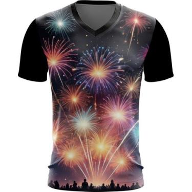 Imagem de Camiseta Gola V Fogos de Artifício Rojões Ano Novo 6 - Kasubeck Store®