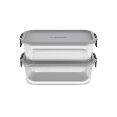 Imagem de Potes Herméticos de Vidro Electrolux Cinza Retangulares 2 Unidades Empilháveis Modulares