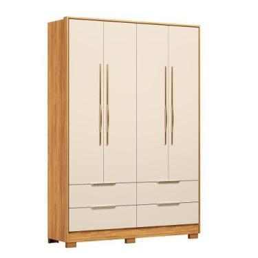 Imagem de Guarda Roupa Casal Domo 44020PE 4 Portas Cinamon Off White com Pés  De