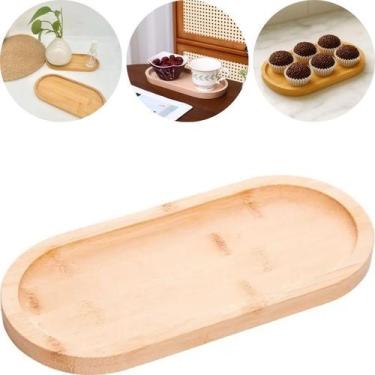 Imagem de Bandeja Decorativa Apoio Oval Nature de Bambu Petisqueira Travessa 24c