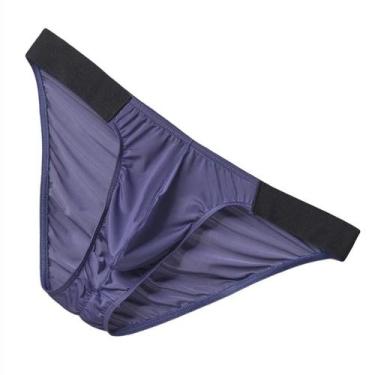 Imagem de Cuecas Masculinas De Seda Gelada Com Cinto Largo, Bolsa U Sexy, Costas