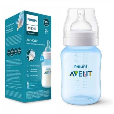 Imagem de Mamadeira Clássica Com Válvula Anticólica 260ml Azul - Bico Fluxo 2 - 