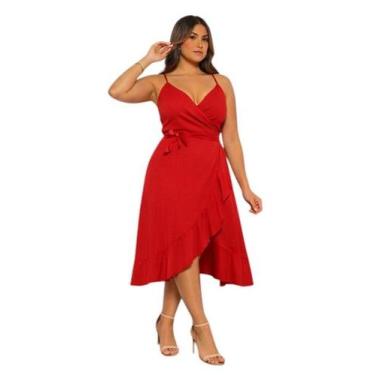 Imagem de Vestido Envelope Midi com Regulador em Tecido Viscolinho - Lajma Store