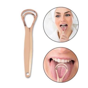 Imagem de Raspador de Língua Rosé Ferramenta Higiene Limpeza Bucal - Arte Seduçã