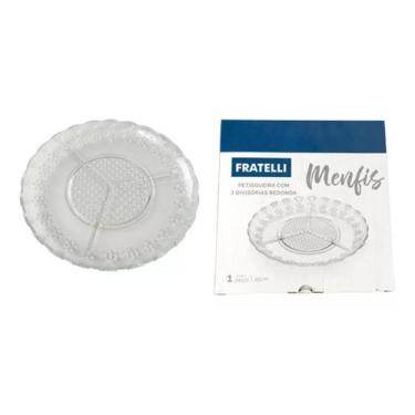 Imagem de Petisqueira Petiscos Vidro Redonda Tira Gosto 3 Divisórias - Fratelli