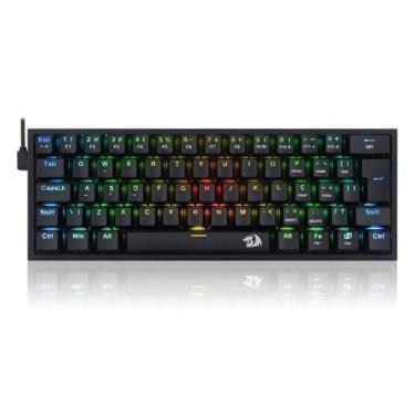 Imagem de Teclado Mecânico Gamer Redragon Fizz, RGB, Switch Brown, Preto - K617-