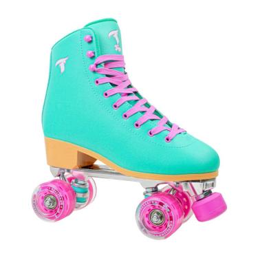 Imagem de Patins Quad Foxxy para Passeio e Dança Retrô Verde Acqua com Rodas 58mm X 32mm Abec-9 Traxart
