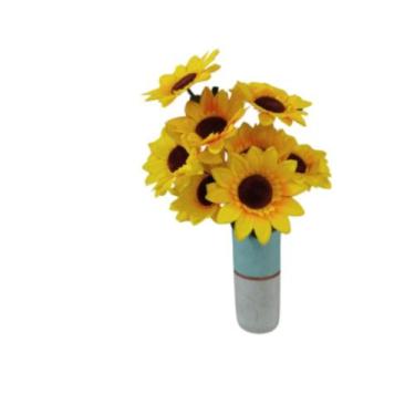 Imagem de Buquê Girassol 8 Flores Artificiais Grandes 30cm - Genérico