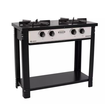 Imagem de Fogão Industrial a Gás 2 Queimadores Bravo Mesa Esmaltada Easy Clean Preto e Cinza Venâncio