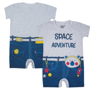 Imagem de Macacão Infantil Gaga Baby Space Algodão e Poliéster Azul e Cinza