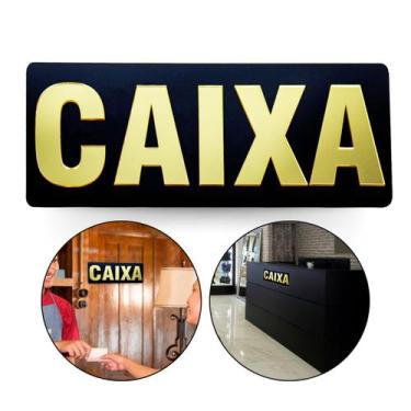 Imagem de Placa Acrílica Espelhada Caixa Loja Comércio Preto e Dourado - Arte Se
