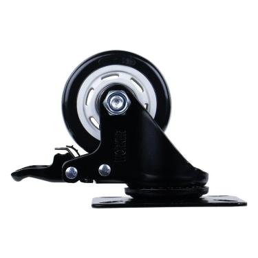Imagem de Rodízio Giratório de Poliuretano 40MM com Freio de Alta Precisão Preto Worker Bivolt para Equipamentos