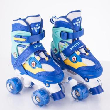 Imagem de Patins Quad Verde Sereia Infantil De 4 Rodas Com Led Patins De Criança