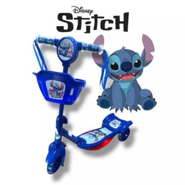 Imagem de Patinete Infantil Stitch Menina Menino Musica C/Cesta + Luz  - chicvid