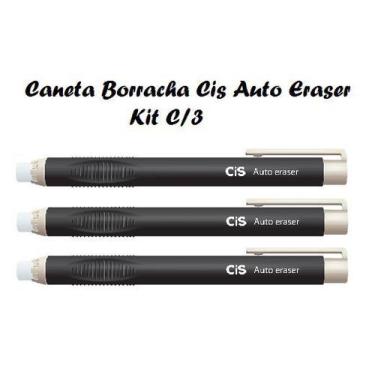 Imagem de Caneta Borracha Auto Eraser Cis - kit c/ 3 Unid Pretas