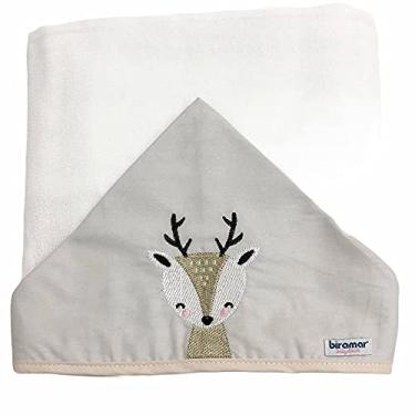 Imagem de Biramar Baby Toalha De Fralda Para Bebê Com Capuz Bordada Woodland Alce Cinza