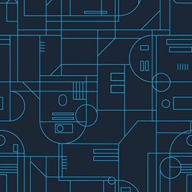 Imagem de RoomMates RMK11785RL Star Wars R2D2 Papel de parede geométrico azul e marinho para destacar e colar