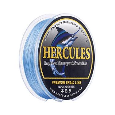 Imagem de HERCULES Linha de pesca trançada, não desbota, 328 Jardas Linhas de PE, 4 fios Linha de peixe multifilamento, 30 Libra Teste para água salgada e água doce, Azul, 30 Libra, 300m