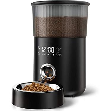 Imagem de Alimentador automático para gatos, alimentador de cães de 3,8 L, dispensador de comida para animais de estimação com temporizador programável, controle de porção, 1 a 5 refeições por dia, fonte de alimentação dupla e gravador de voz para cães pequenos a médios (preto)