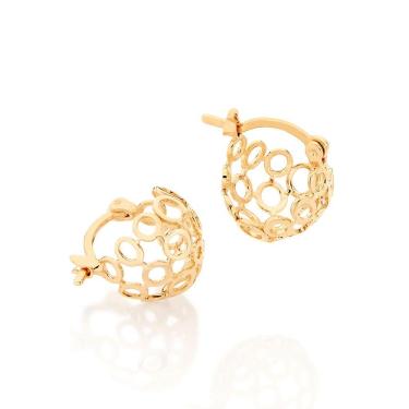 Imagem de Brinco Rommanel Meia Argola Círculos Vazados 1,5 Cm 525216