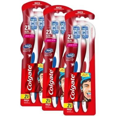 Imagem de Kit 6 Escovas Dentais Colgate 360º Luminous White