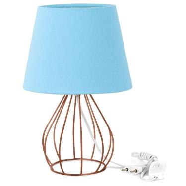 Imagem de Abajur Cebola Dome Azul Bebe Com Aramado Cobre