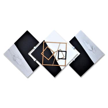 Imagem de Quadro Quarto Casal Interior Abstrato Preto e Cinza 60x120