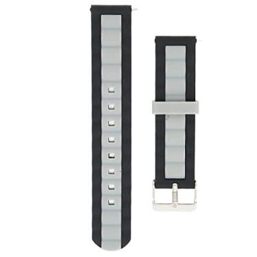 Imagem de Pulseira de relógio compatível com pulseira de silicone ajustável de 20 mm para smartwatch GTS 3/GTS 2/Bip S/Bip U (preto e cinza)