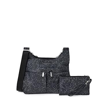 Imagem de Baggallini Bolsa feminina transversal transversal 28 x 21 cm, bolsa de viagem média, leve, resistente à água, bolsa organizada de nylon, Estampa Midnight Blossom, One Size
