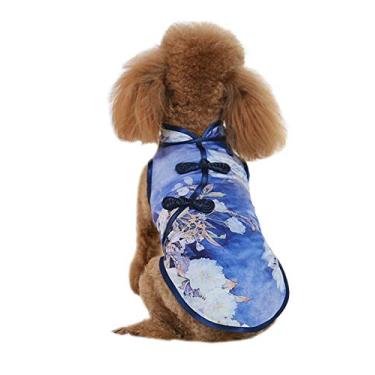 Imagem de Camisa para cachorro colete para cachorro camiseta estilo chinês Cheongsam vestido chinês gato Chirpaur, vestido de verão peônia flor de ameixa flor de cerejeira lótus