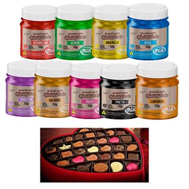Imagem de Corante Para Chocolate, Bombons, Trufas, Caldas, Kit 9 Potes Mix