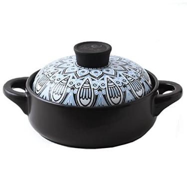 Imagem de Panela de ensopado de caçarola de cerâmica com tampa panela de cozinha doméstica japonesa antiaderente panelas de sopa resistentes ao calor panelas de cerâmica utensílios de cozinha panela de barro, C, 1,5L